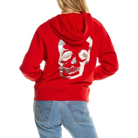 Zadig And Voltaire NWT Clipper Camo Skull Hoodie Sweatshirt Red Size Large - Picture 1 of 10